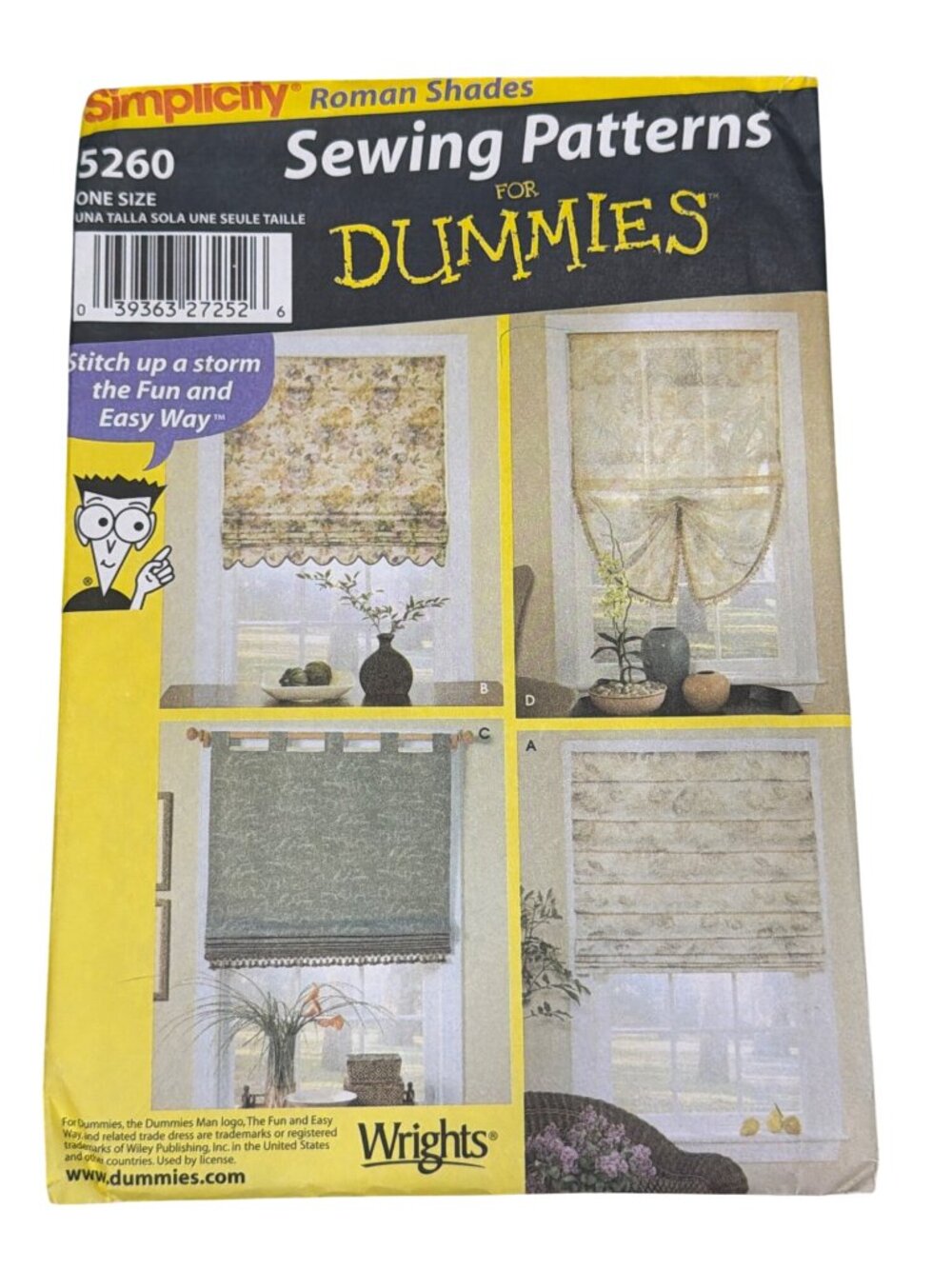 Simplicity Sewing Pattern 5260 Roman Shades For Dummies One Size